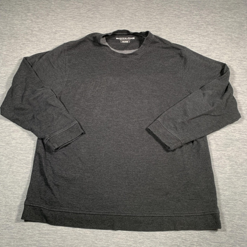 Mizzen‎ + Main Sweater Mens 2XL Gray Crewneck Performance Pullover Long Sleeve